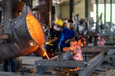 Molten metal being poured